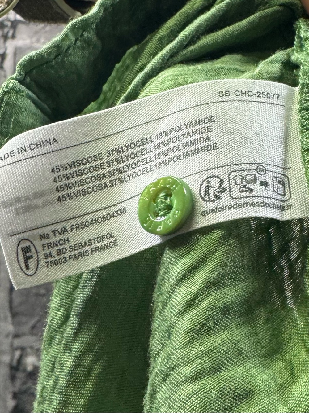 FRNCH Paris Green Crinkle Gauze Button Front Oversized Blouse Size Large - Picture 8 of 8